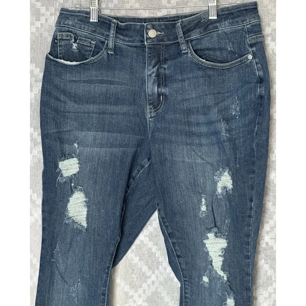 Judy‎ Blue Womens 14W Skinny Jeans Distressed Raw Hem Stretch Denim Blue Casual